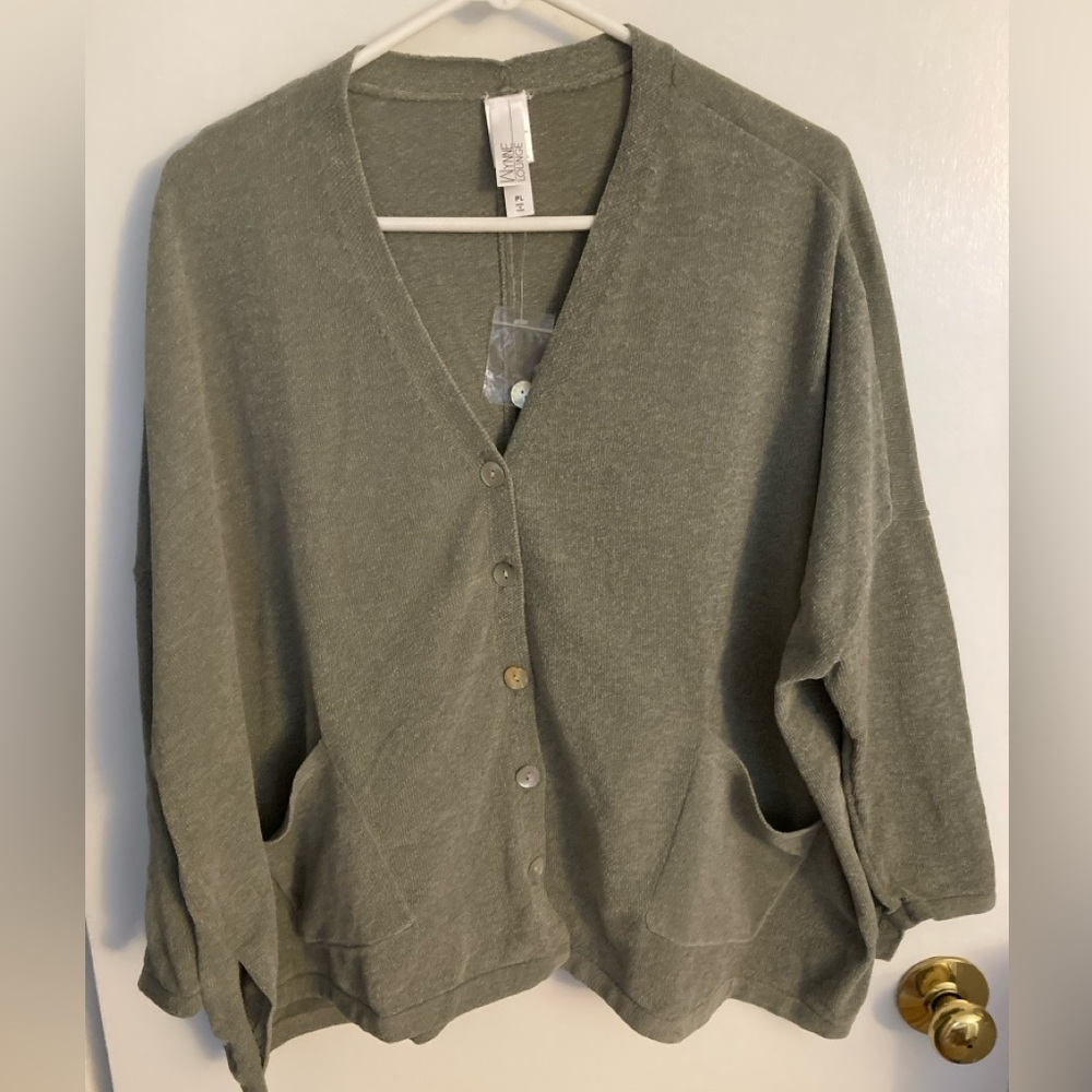 Wynne Lounge, P/L, Green Button Down, Women's, Oversized Sweater